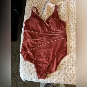 Delimira Women's Slimming Swimwear 1-Piece rust Swimsuit Plus Size Bathing Suit